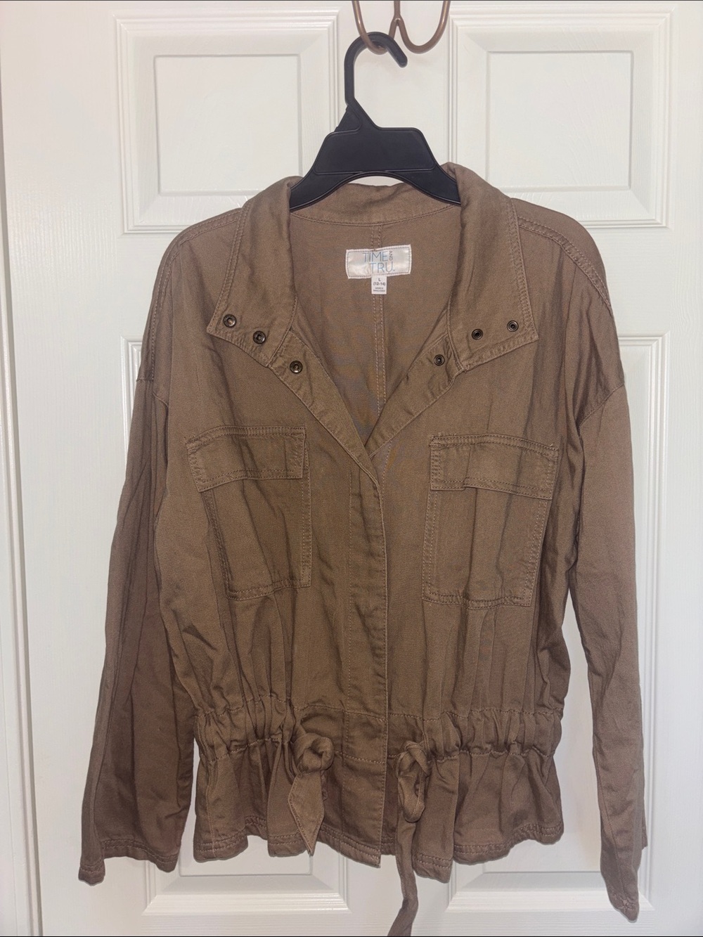 Time and Tru Tan Utility Drawstring Jacket